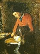 Anna Ancher gamle lene plukker en gas oil painting reproduction